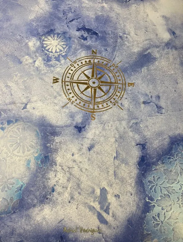 Türkis-blaue dekorative Wandgestaltung